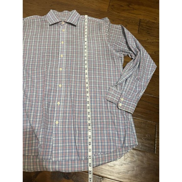 Lot of 2 Charles Tyrwhitt Mens Blue, Red Shirt Plaid XL & 18/37inches Non Iron - Picture 5 of 8